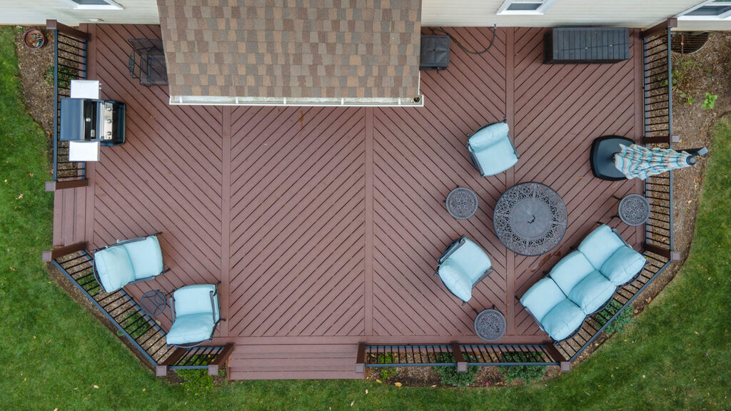 Overhead view of Deck with Railing